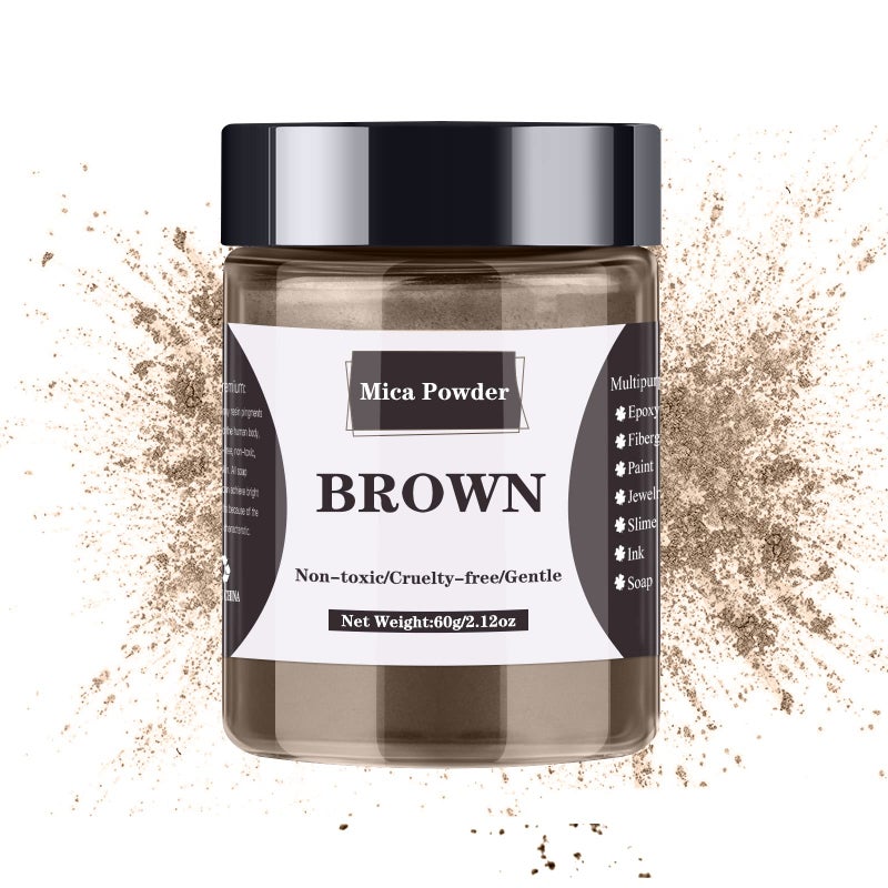 LightStone Mica Powder - 60g Mica Powder for Epoxy Resin - Pearl Pigment Powder Dye for Resin/Eye Shadow/Soap Making/Nails/Bath Bombs etc. (Brown) - Image 1